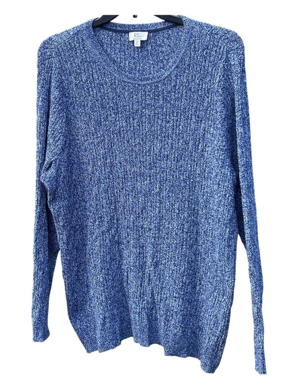Kim Rogers Womens 3X Blue Ribbed Knit Sweater 100% Cotton Made In Cambodia